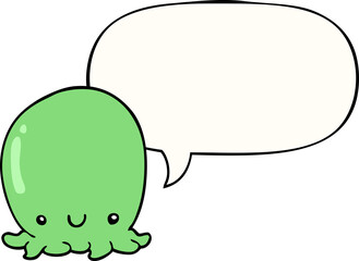 cute cartoon octopus with speech bubble