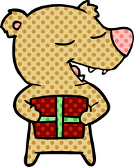 bear cartoon chraracter with present