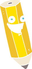 happy flat color illustration of pencil