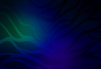 Dark Blue, Green vector background with curved lines.