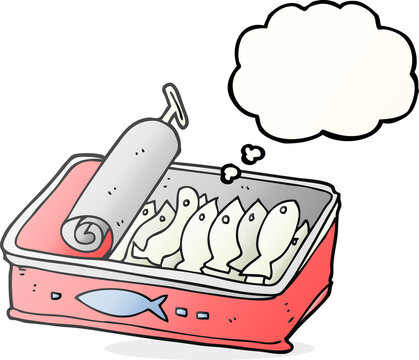 recommend clip art: freehand drawn thought bubble cartoon can of sardines