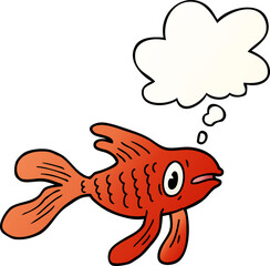 cartoon fish with thought bubble in smooth gradient style
