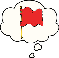 cartoon flag with thought bubble