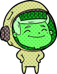 happy cartoon astronaut