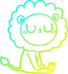 cold gradient line drawing of a cartoon lion