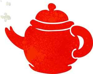 hand drawn retro cartoon doodle of a blue tea pot