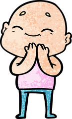 happy cartoon bald man