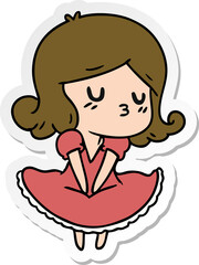 freehand drawn sticker cartoon of cute kawaii girl