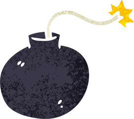 retro illustration style quirky cartoon bomb