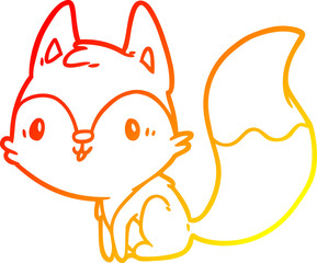 warm gradient line drawing of a cute fox