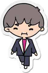 sticker cartoon illustration kawaii cute man in suit
