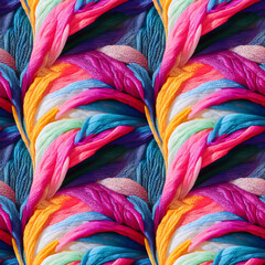 Seamless embroidered pattern, textile pattern with floral and leaf print,colorful bohemian print, 3d illustration.