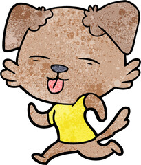 cartoon running dog sticking out tongue