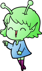 cartoon alien girl laughing