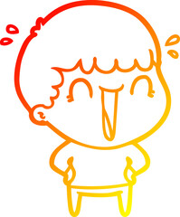 warm gradient line drawing of a laughing cartoon man