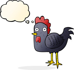 cartoon chicken with thought bubble