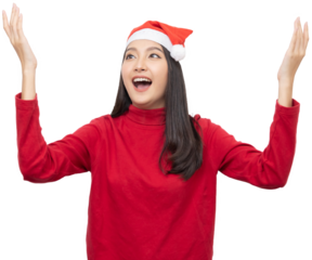 Female Santa Claus with Open Hands Presenting Gesture