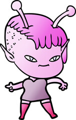 cute cartoon alien girl