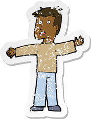 retro distressed sticker of a cartoon surprised man