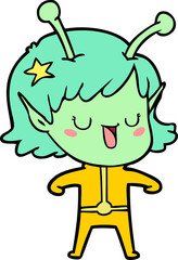 happy alien girl cartoon