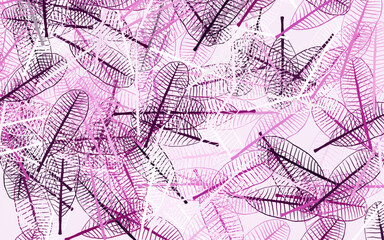 Light Pink vector natural background with leaves.