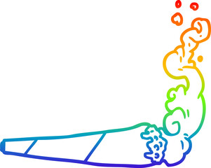 rainbow gradient line drawing of a marijuana joint