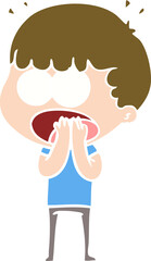 flat color style cartoon shocked man