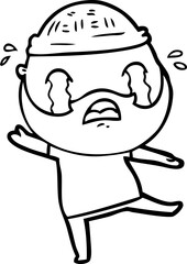 cartoon bearded man crying