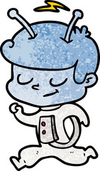 friendly cartoon spaceman running