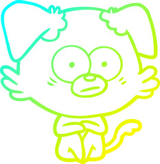cold gradient line drawing of a nervous dog cartoon