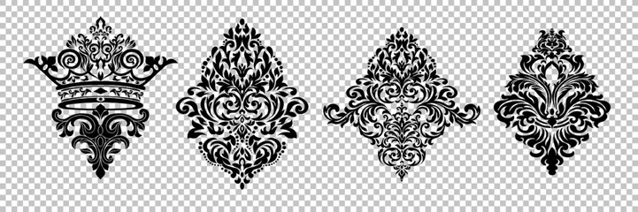 Oriental vector damask patterns for greeting cards and wedding invitations.