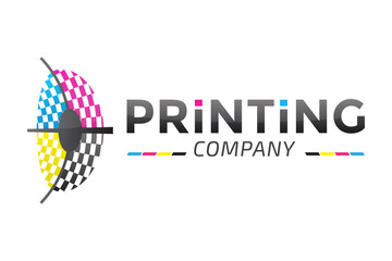 Printing Company Logo Design wit CMYK Colors and Cross