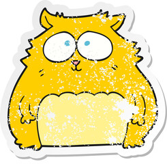 retro distressed sticker of a cartoon cat