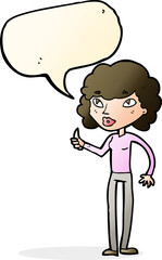 cartoon woman giving thumbs up symbol with speech bubble