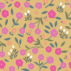 Spring flowers print. Seamless floral pattern. Plant design for fabric, cloth design, covers, manufacturing, wallpapers, print, gift wrap and scrapbooking.