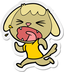sticker of a cute cartoon dog barking