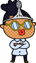 cartoon woman wearing spectacles and tiara