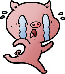 crying pig cartoon