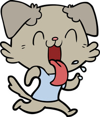 cartoon panting dog running