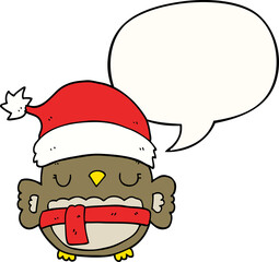 cute christmas owl with speech bubble