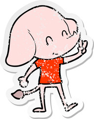 distressed sticker of a cute cartoon elephant