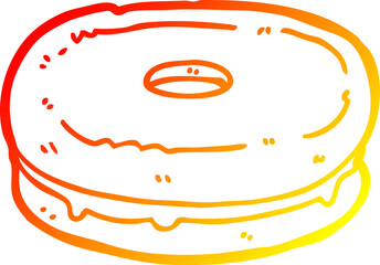 warm gradient line drawing of a cartoon biscuit