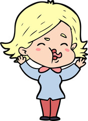 cartoon girl pulling face