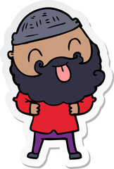 Fototapeta premium sticker of a man with beard sticking out tongue