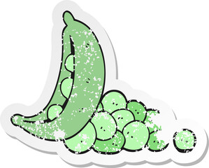 retro distressed sticker of a cartoon peas in pod