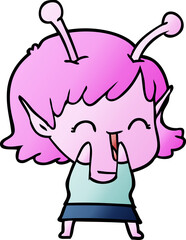 cartoon alien girl laughing