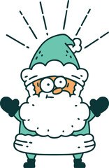 illustration of a traditional tattoo style santa claus christmas character