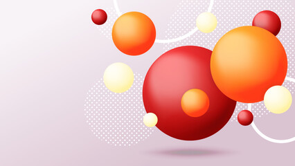Abstract background with flying spheres. Desktop wallpaper.