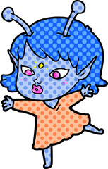 pretty cartoon alien girl
