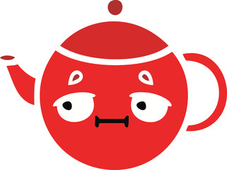 flat color retro cartoon of a teapot
